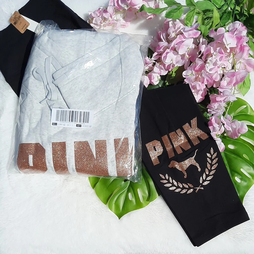 NEW (L) VS PINK Everyday Lounge Cowl neck Pullover and Glitter leggings