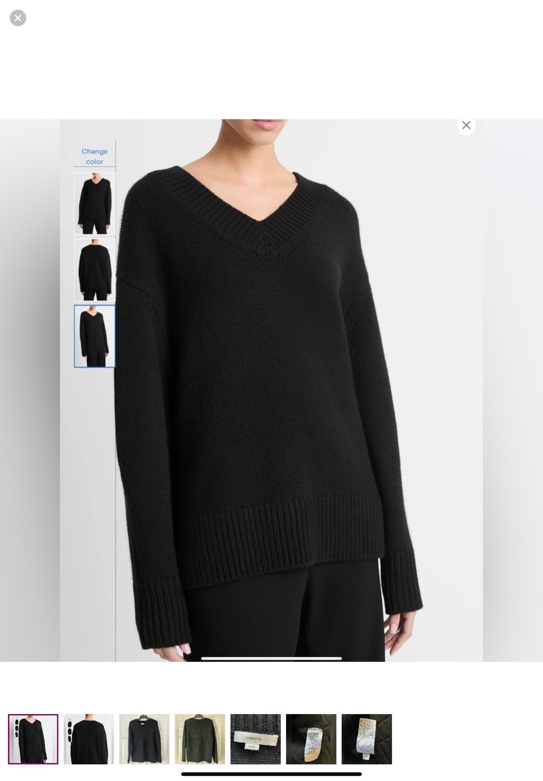 VINCE Wool & Cashmere V-Neck Sweater | Black | Size XS