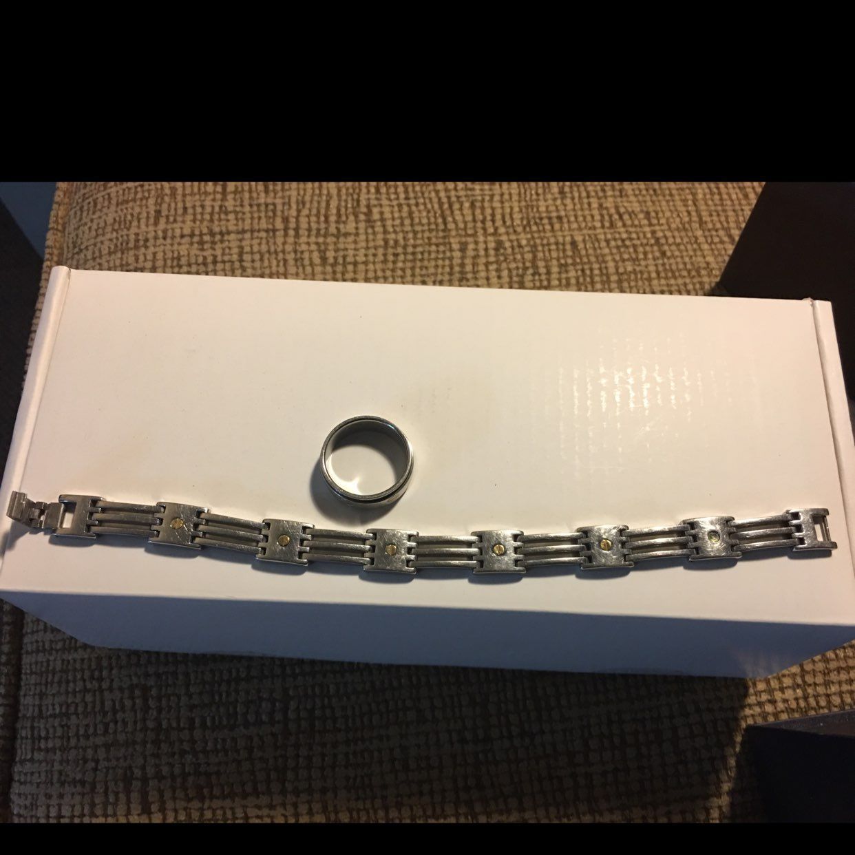 Men's Stainless Steel Set With 14K Gold