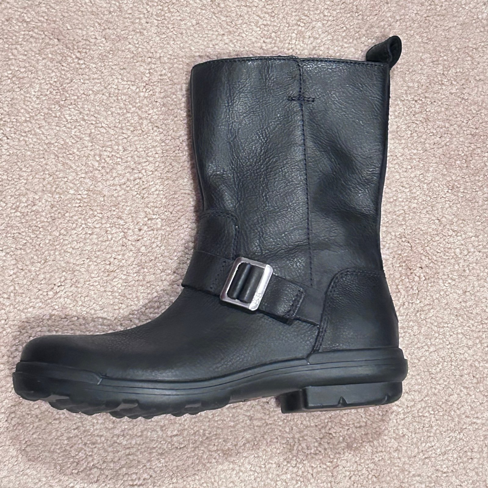 UGG Women's Hapsburg Mid Fashion Black Waterproof Moto Biker Boot 1120783 US 7.5