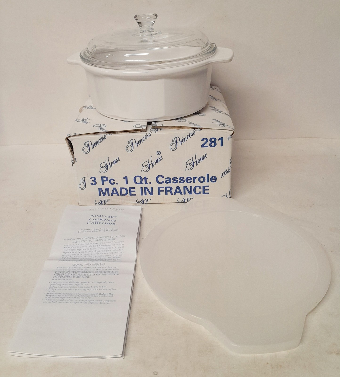 Princess House Nouveau 3Pc Casserole Dish Set 1 Qt
