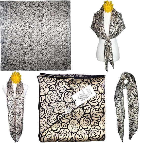 NWT Genuine 100% Mulberry Silk Satin Scarf 42 x42 Large Square Shawl 59661