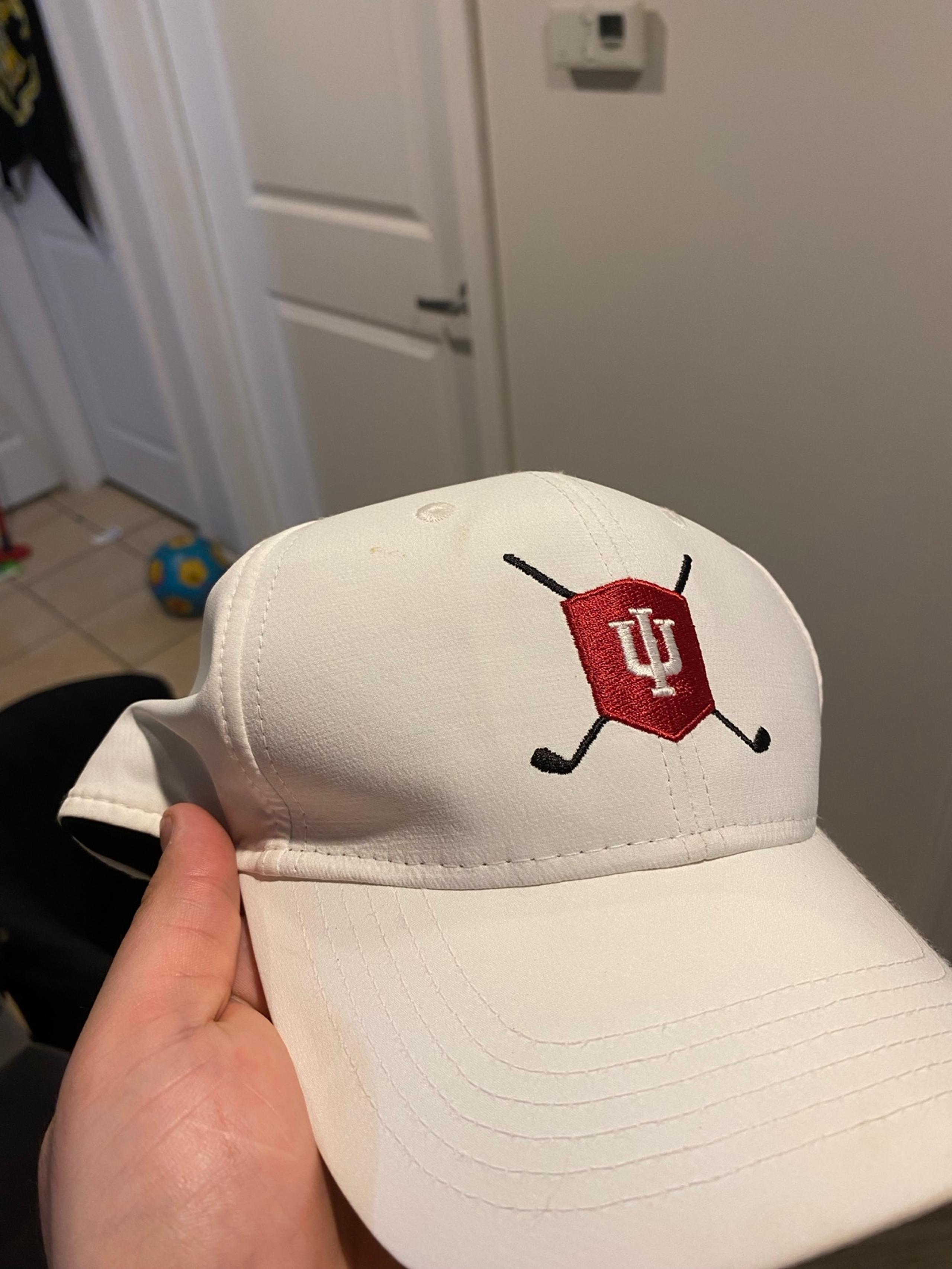 White and red Indiana golf cap