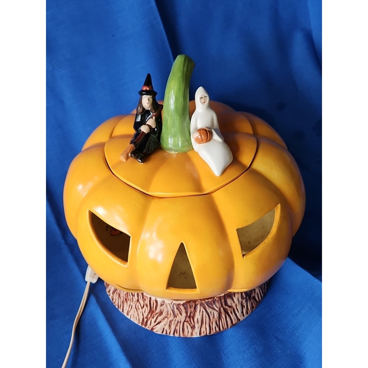 Ceramic Mold Lighted Pumpkin Jack-O-Lantern LARGE 11 Witch