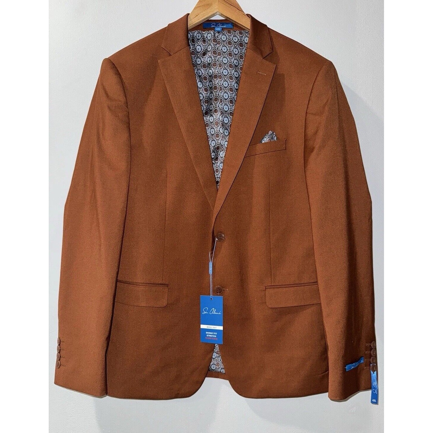 Sean Alexander 3 Piece Suit Brown Size 42L Mens New With Tags Casual Formal