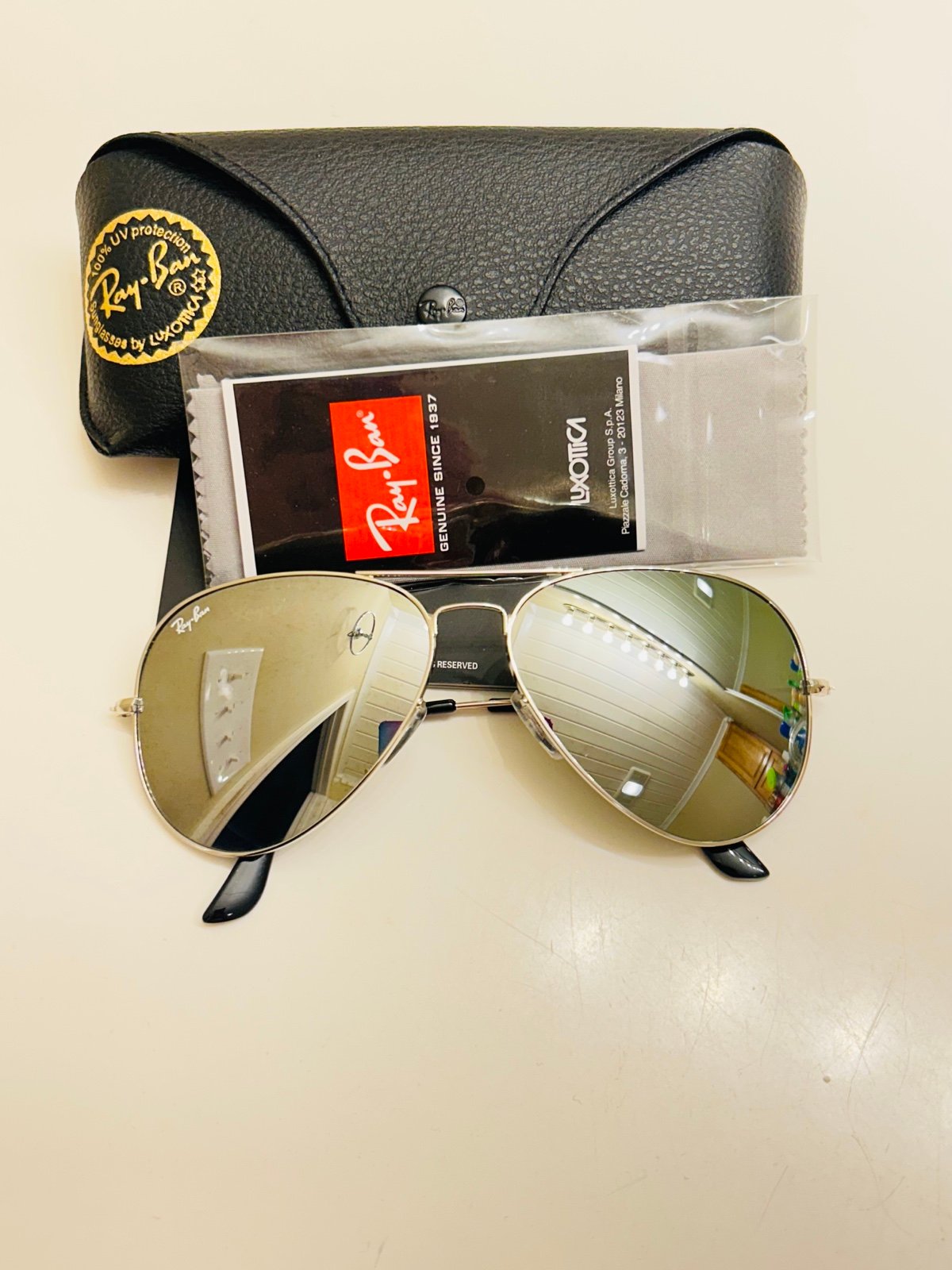 Rayban Silver Mirror Aviator Sunglasses