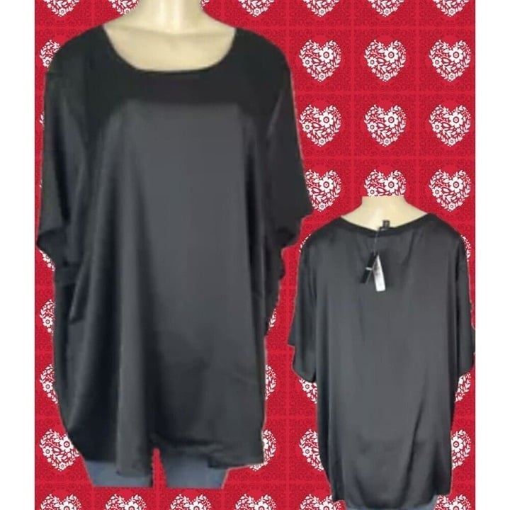 Torrid Plus 3 Black Satin Crew Neckline Short Sleeve Tee