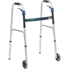 Drive Medical Compact Narrow Folding Walker Senior Adult Front Wheeled Aluminum