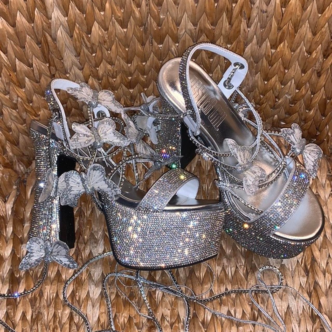 New Postergrl x Dolls Kill Rhinestone Pixie Queen Platform Sandals Heels