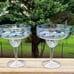4 Sigrid Olsen Acrylic Raised Aqua Blue School of Fish Margarita Glasses 7” NEW