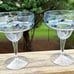 4 Sigrid Olsen Acrylic Raised Aqua Blue School of Fish Margarita Glasses 7” NEW