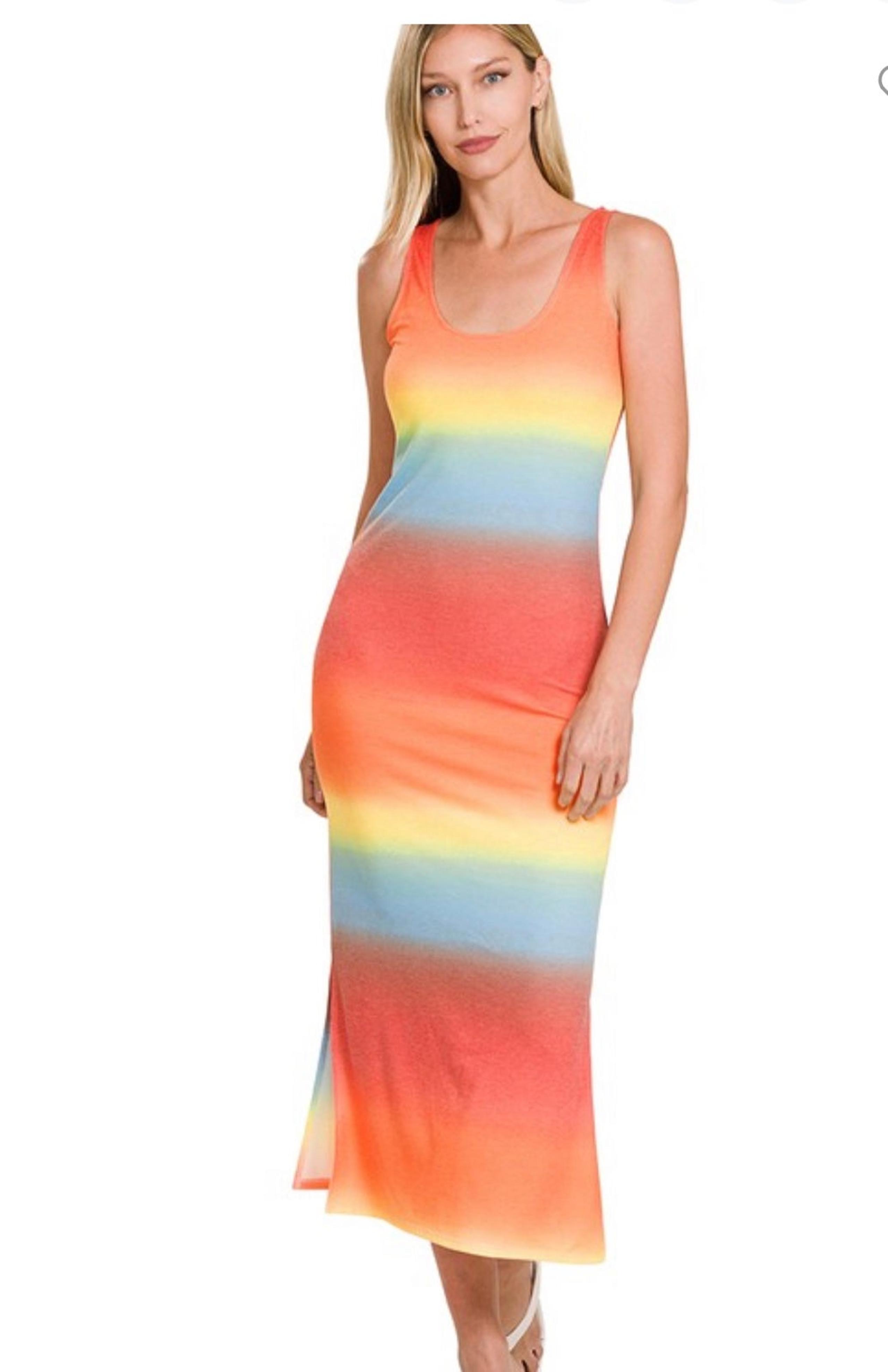 Zenana Tie Dye Bodycon Multicolored Dress