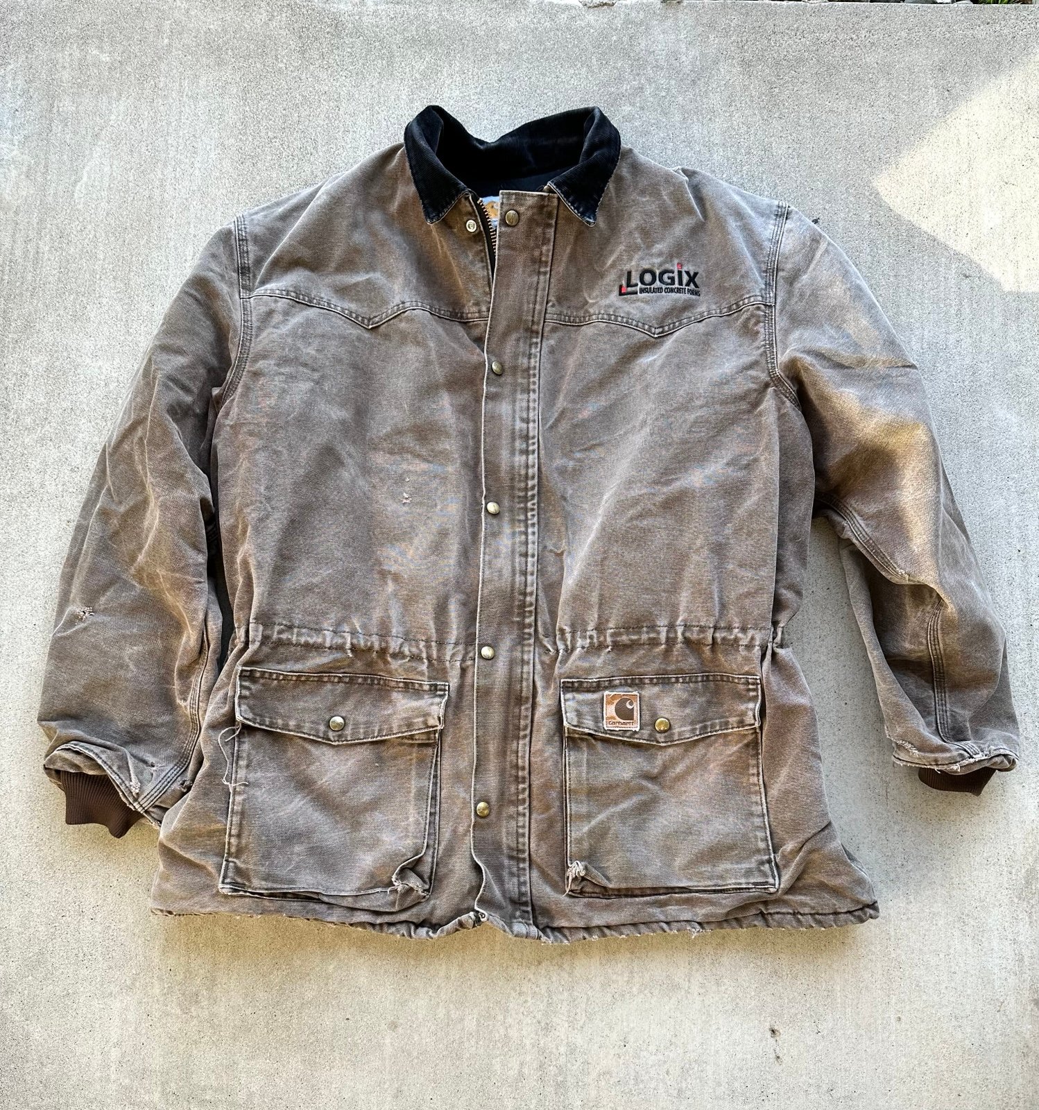Carhartt Farm Coat Vintage Distressed Chestnut Corduroy Collar 2XL