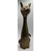 vintage brass cat statue sitting 12” Tall