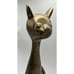 vintage brass cat statue sitting 12” Tall