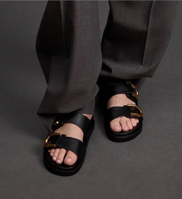 Charles and Keith Leather Buckle Slides