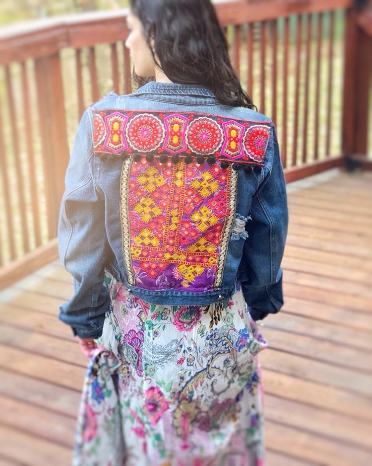 Handmade Bohemian Gypsy Jean Jacket Tr
