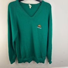 Vintage Trag Knitwear Ireland Claddaugh Kelly Green V-Neck Wool Sweater MD