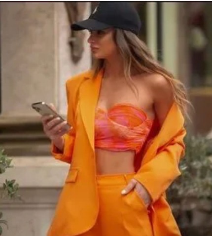 Zara tulle corset large orange pink