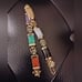 Multicolor 6 Gemstones Golden Accents Asian Heirogyphs Bracelet 7 3/4' Length