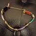 Multicolor 6 Gemstones Golden Accents Asian Heirogyphs Bracelet 7 3/4' Length