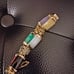 Multicolor 6 Gemstones Golden Accents Asian Heirogyphs Bracelet 7 3/4' Length