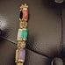 Multicolor 6 Gemstones Golden Accents Asian Heirogyphs Bracelet 7 3/4' Length