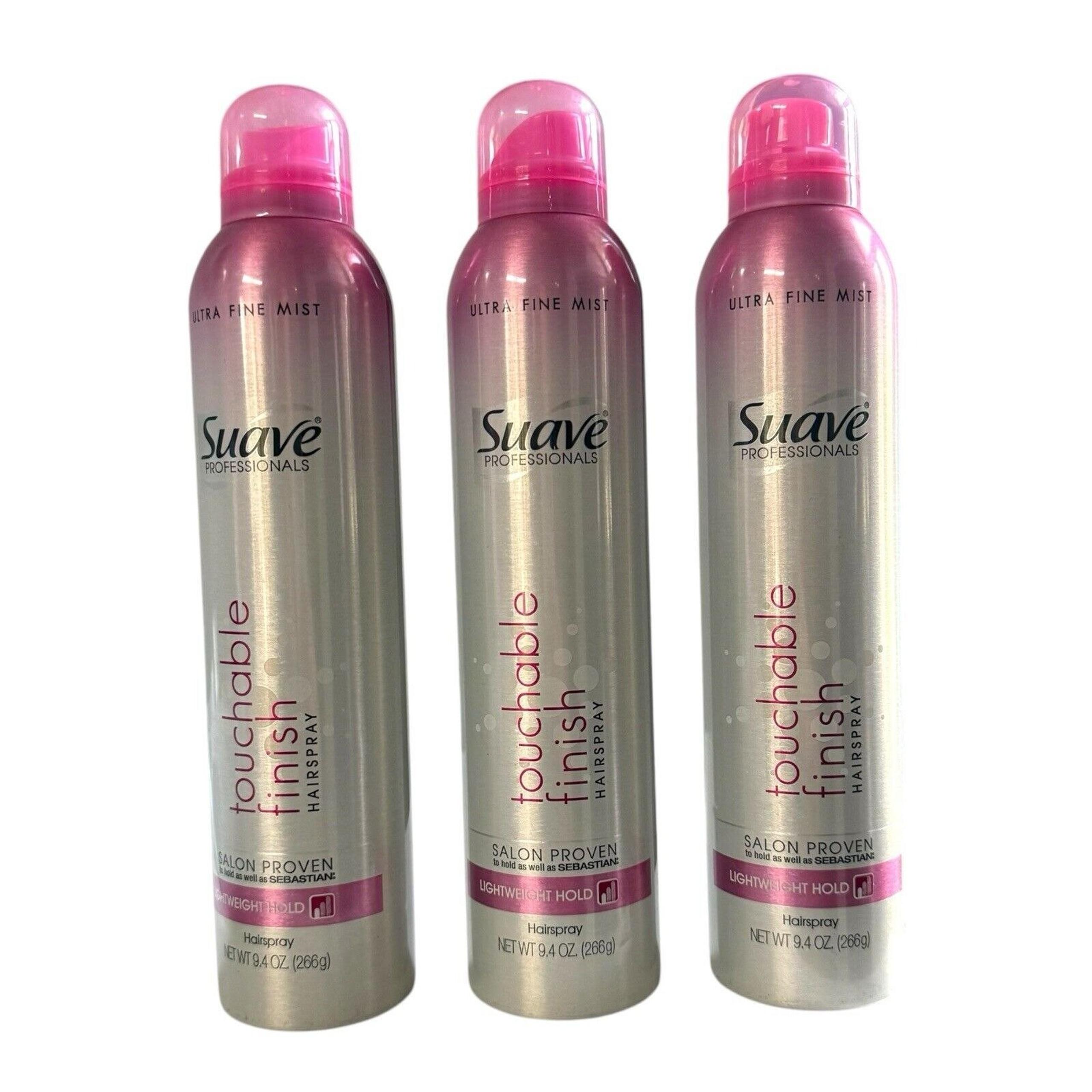 Lot of 3 - Suave Professionals Touchable Finish Hairspray Extra Hold 9.4 Oz