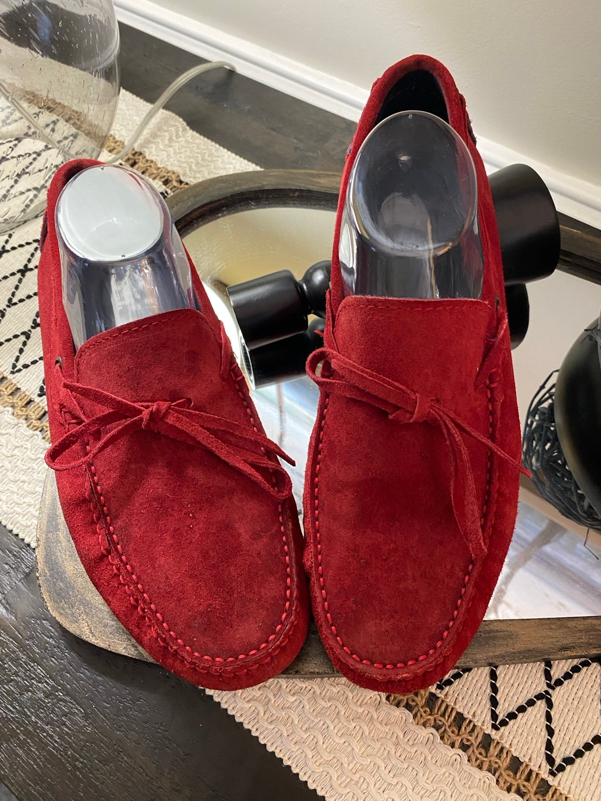 Red Suede Driver Loafers/Moccasins for Mens Italy Size 41 500 retail Sale!!!