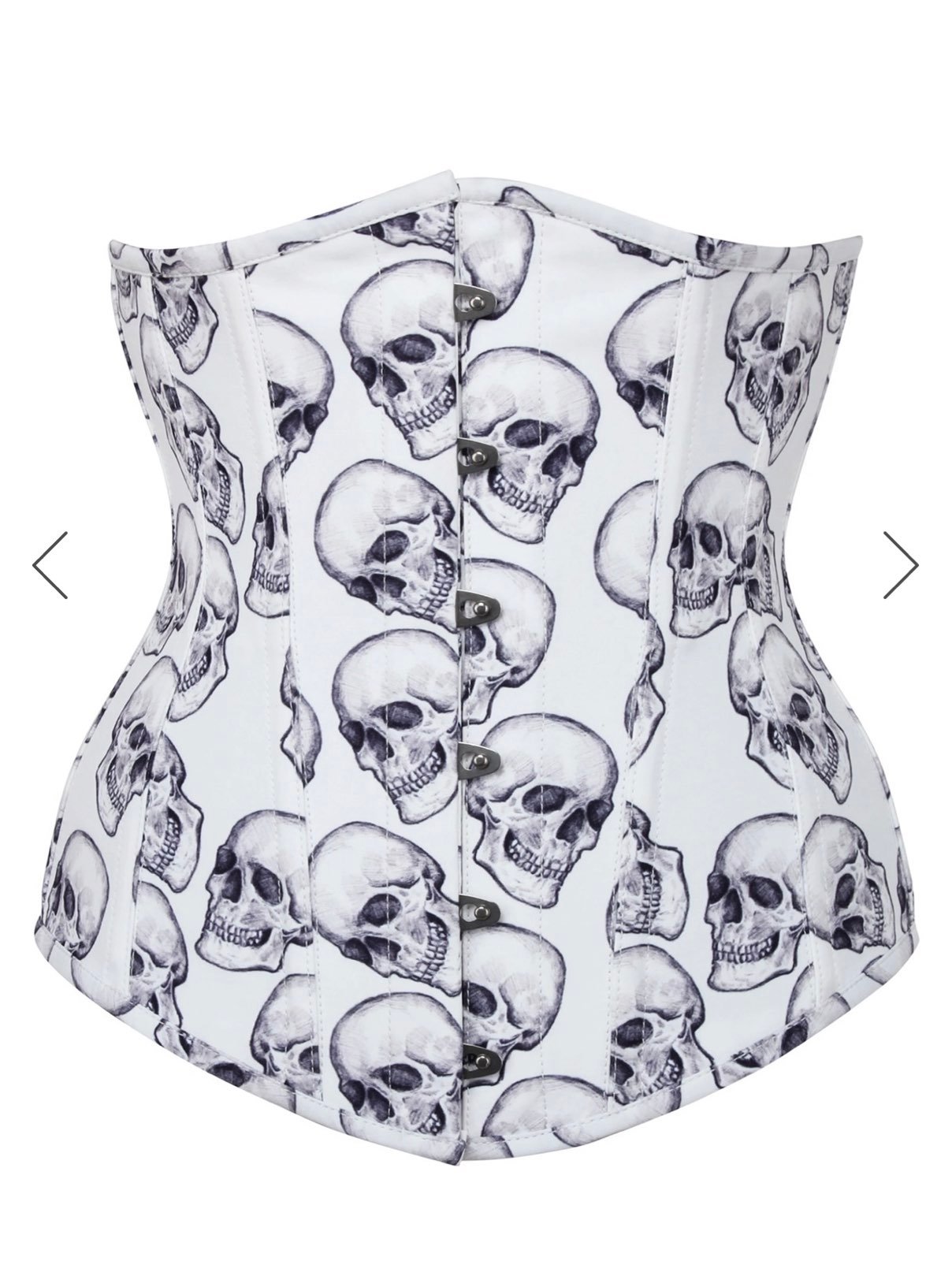 Corset Story White And Grey Skull Gothic Longline Underbust Corset US2