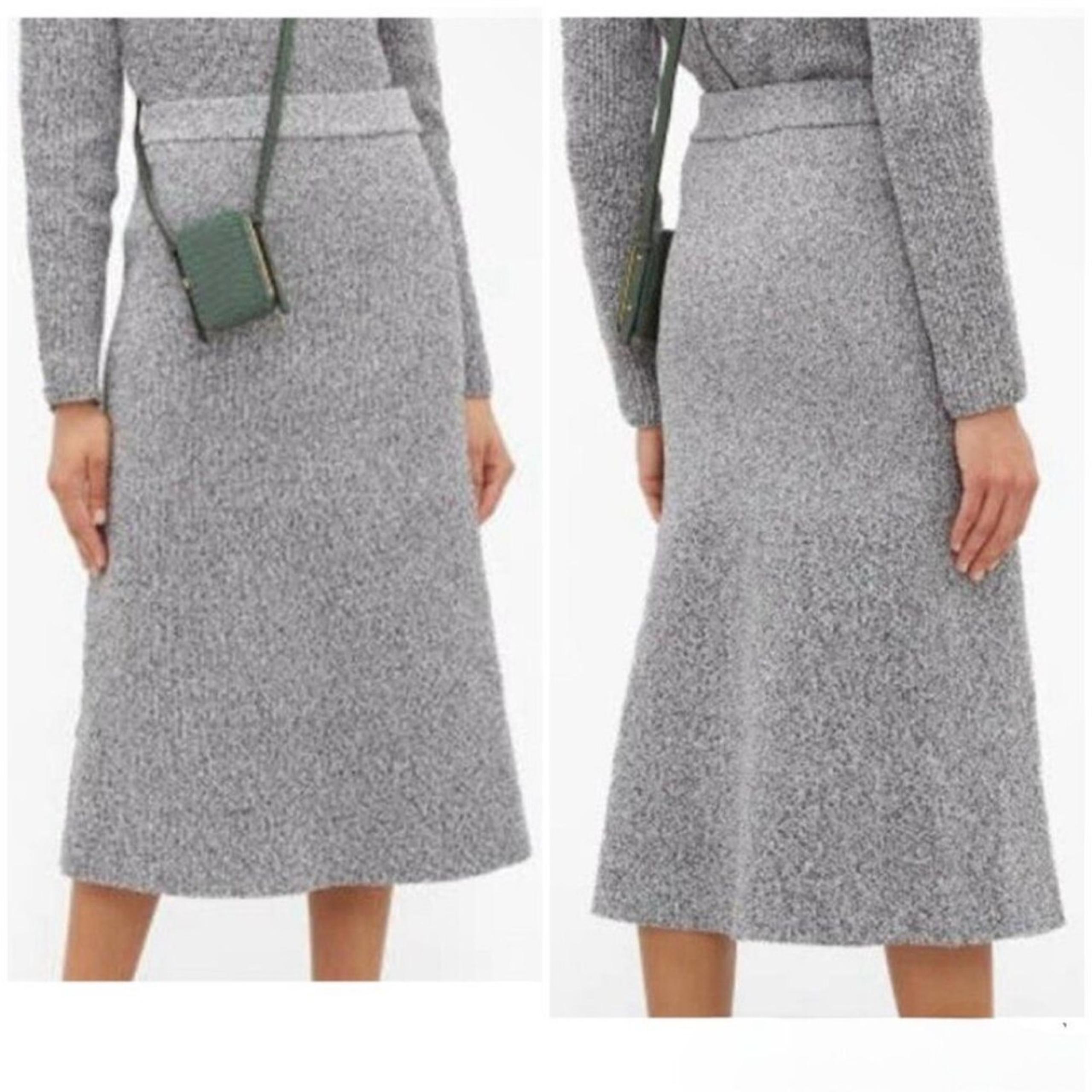 Tibi Runway High Rise Ribbed Knit A-line Midi Sweater Midi Skirt, Size Medium