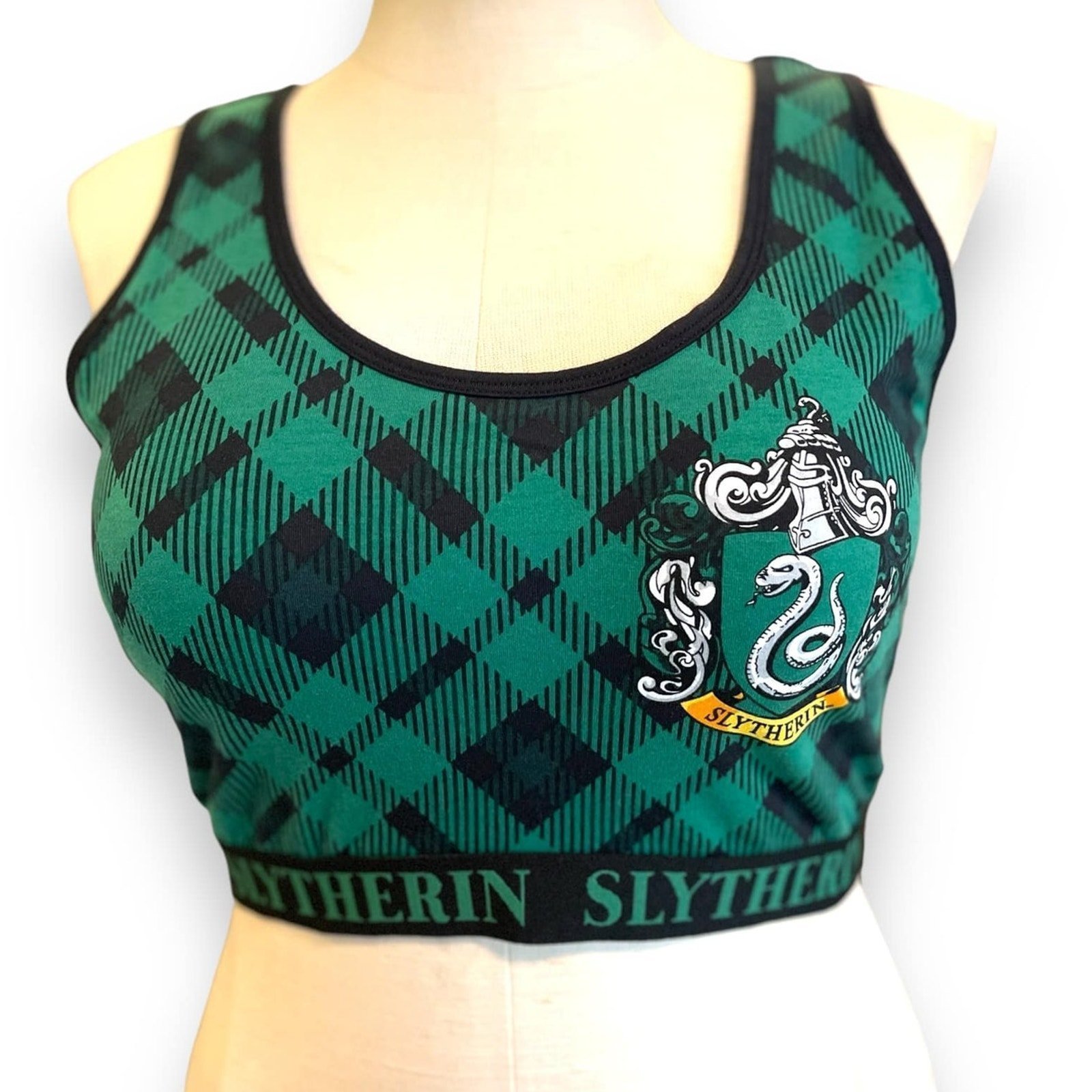 Torrid 2 (2X) Harry Potter Green Plaid Slytherin Crest Wireless Bralette Bra