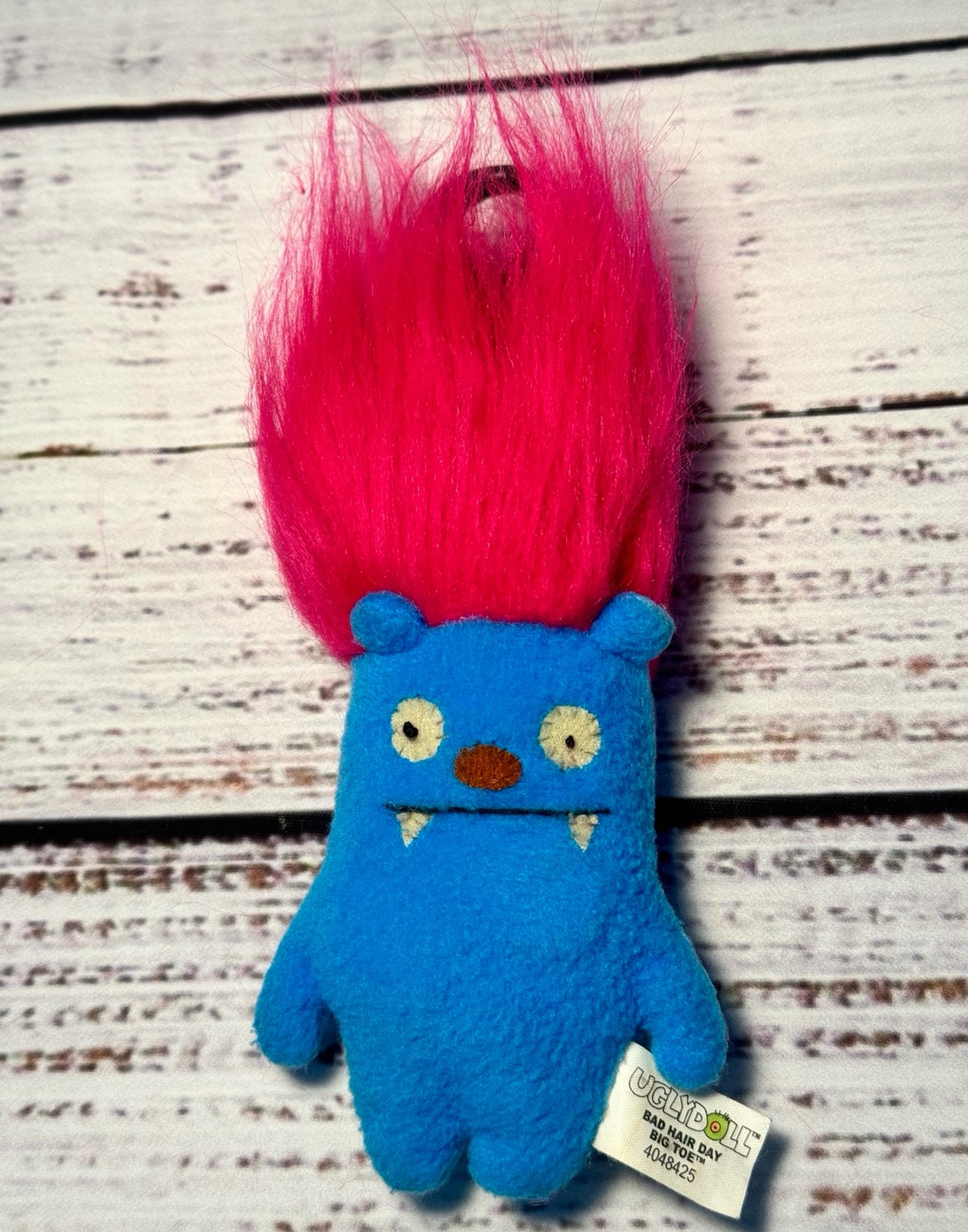 Ugly Doll Uglydoll Gund Big Toe Bad Hair Day Keychain Blue Pink Hair 4048425