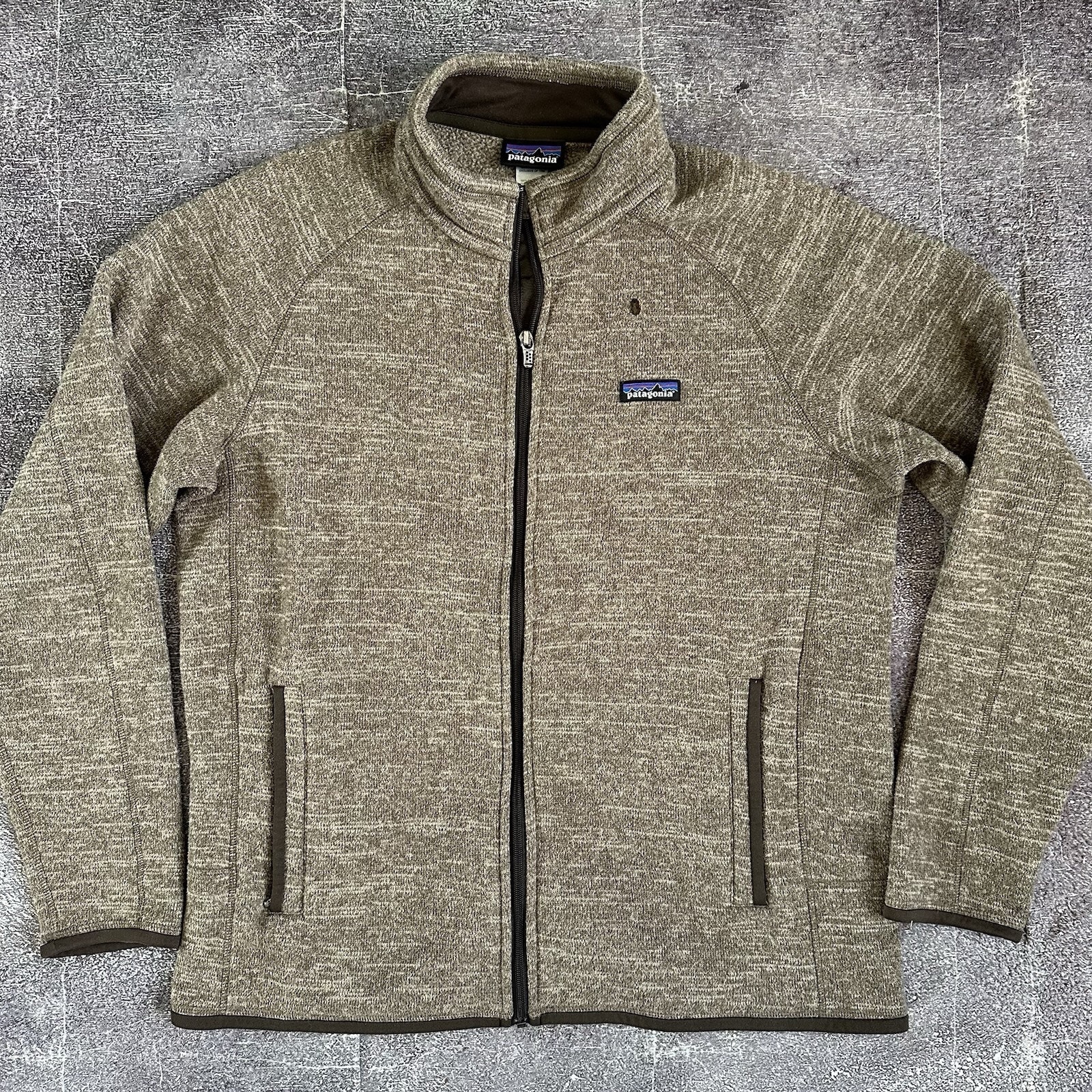 Mens Patagonia Heather Brown Pale Khaki Better Sweater Fleece Zip Up Jacket Sz L