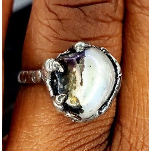 Aura moonstone crystal Ring handmade