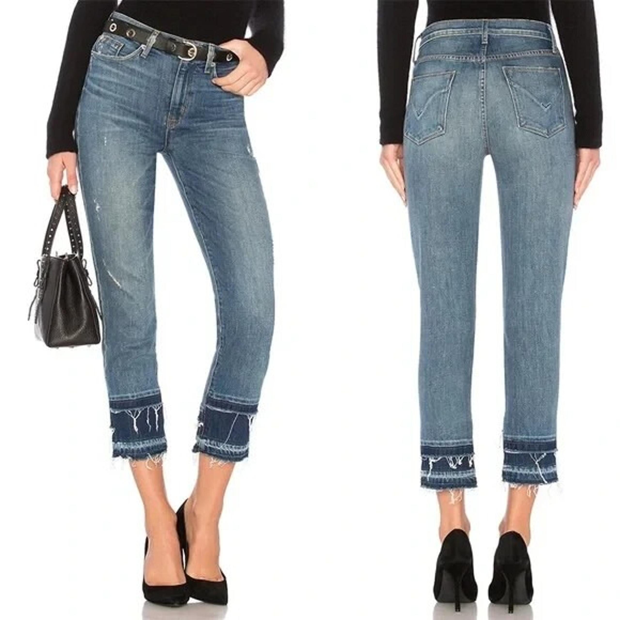NWT! $245 Hudson Zoeey High Rise Straight Crop Women's Blue Distressed Jeans 24