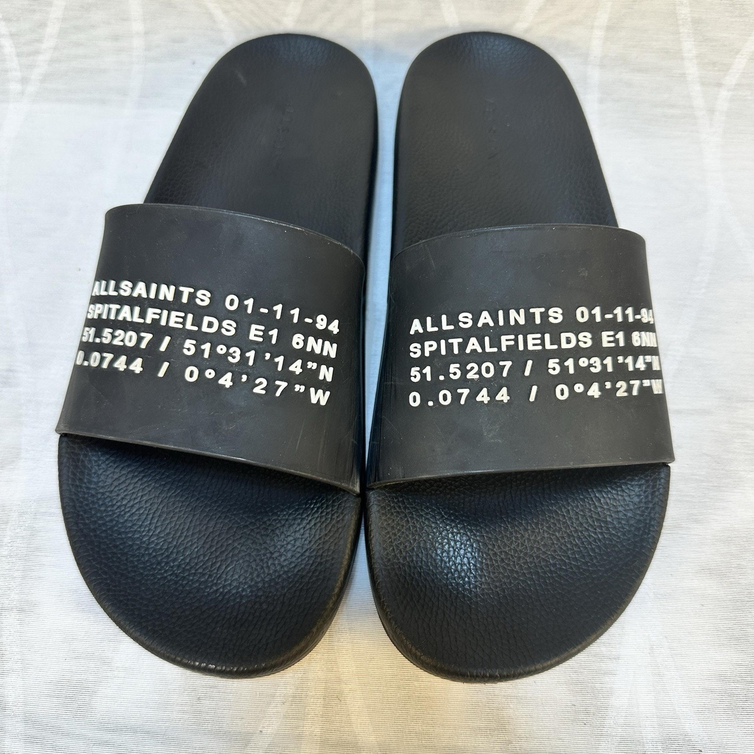 All Saints Renegade Spitalfields Underground Black Slides Men’s Size 11 - EU 44