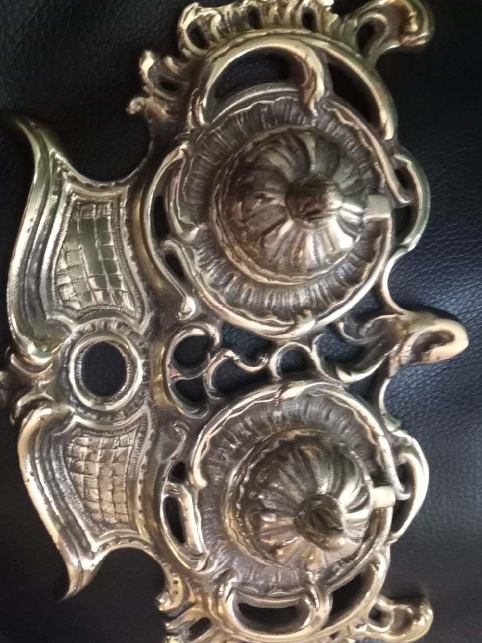 Ornate brass double ink well