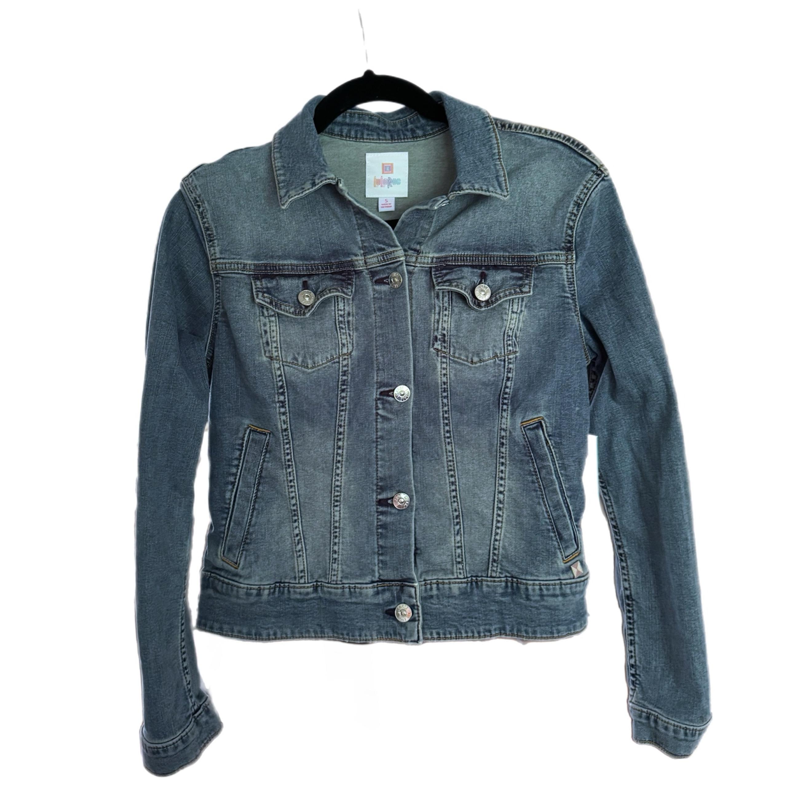 LuLaRoe Harvey Jean Jacket stretchy medium wash size small women’s blue denim