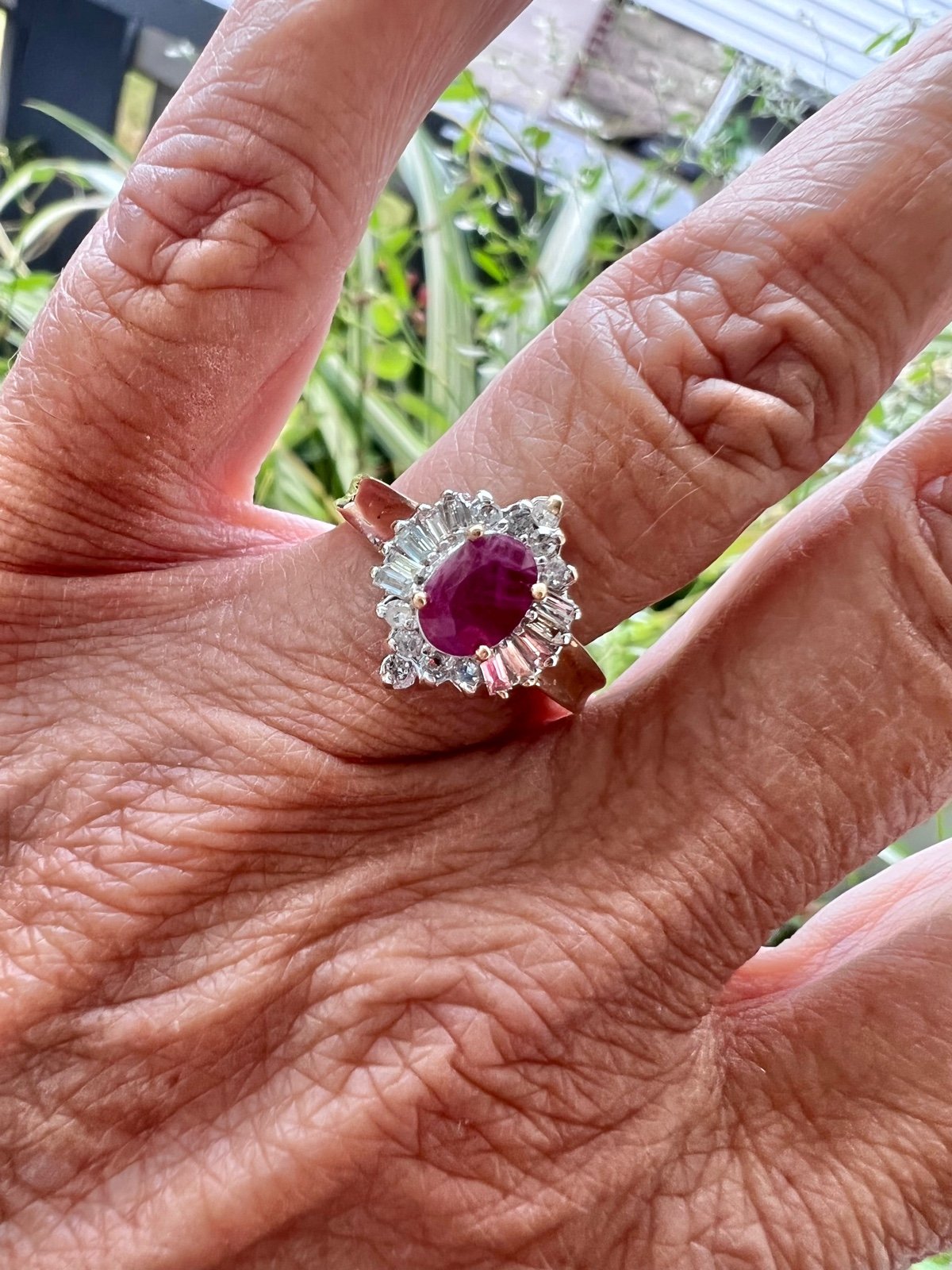 14k Yellow Gold Ruby and Diamond Ring