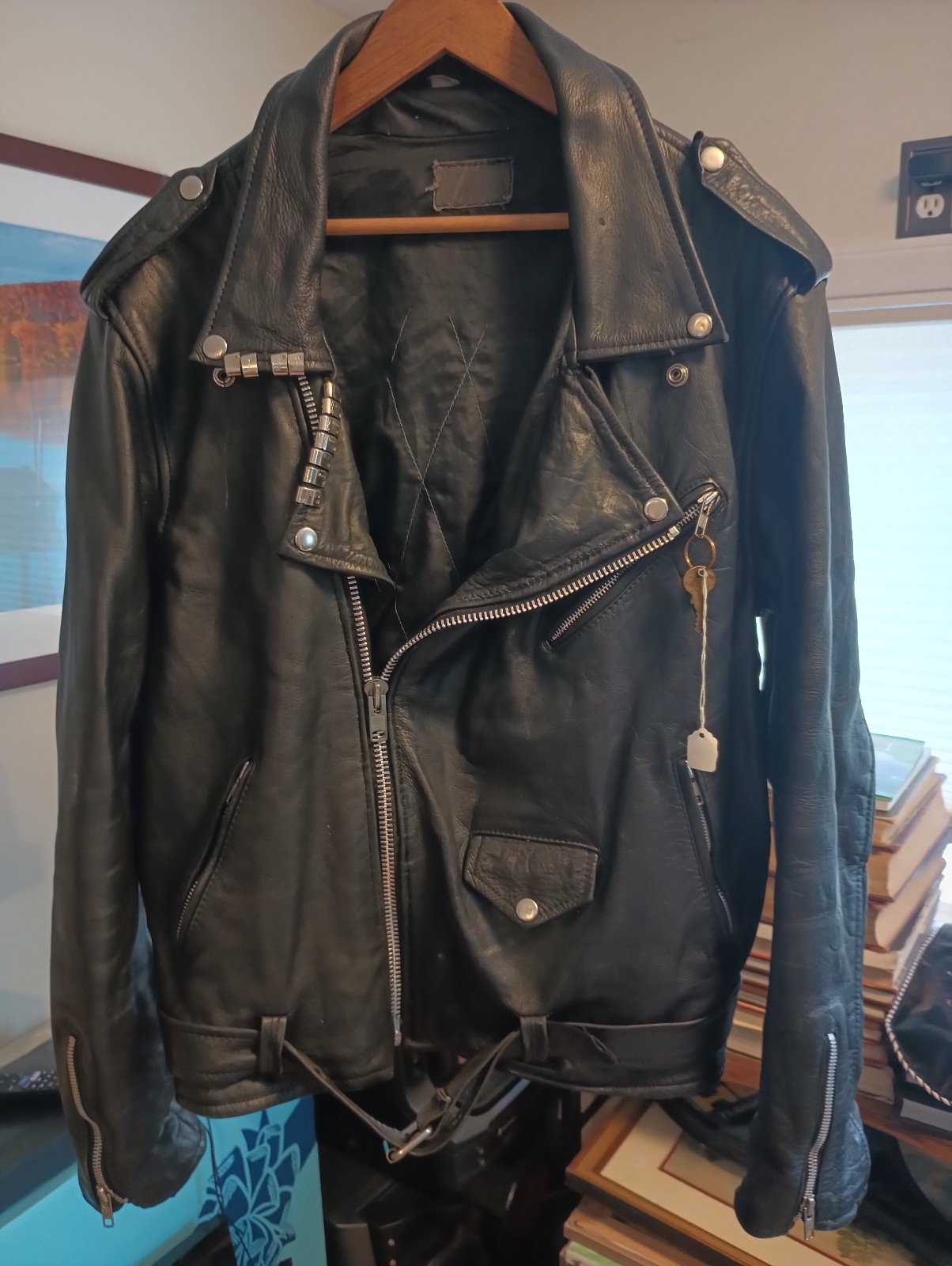 Vintage Authentic Leather Biker Jacket - Men's Large size 42