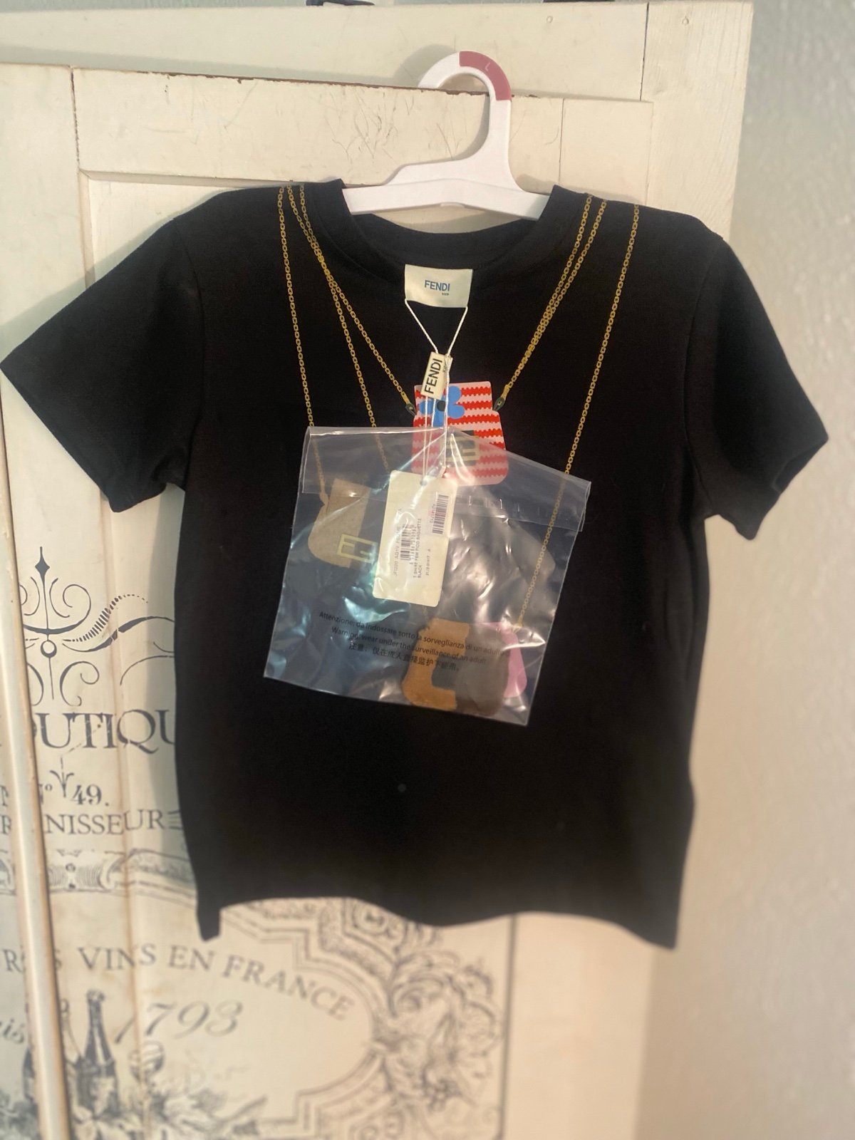 NWT Authentic Fendi Girl's Handbag T- Shirt with Matching Fendi Mini Purse