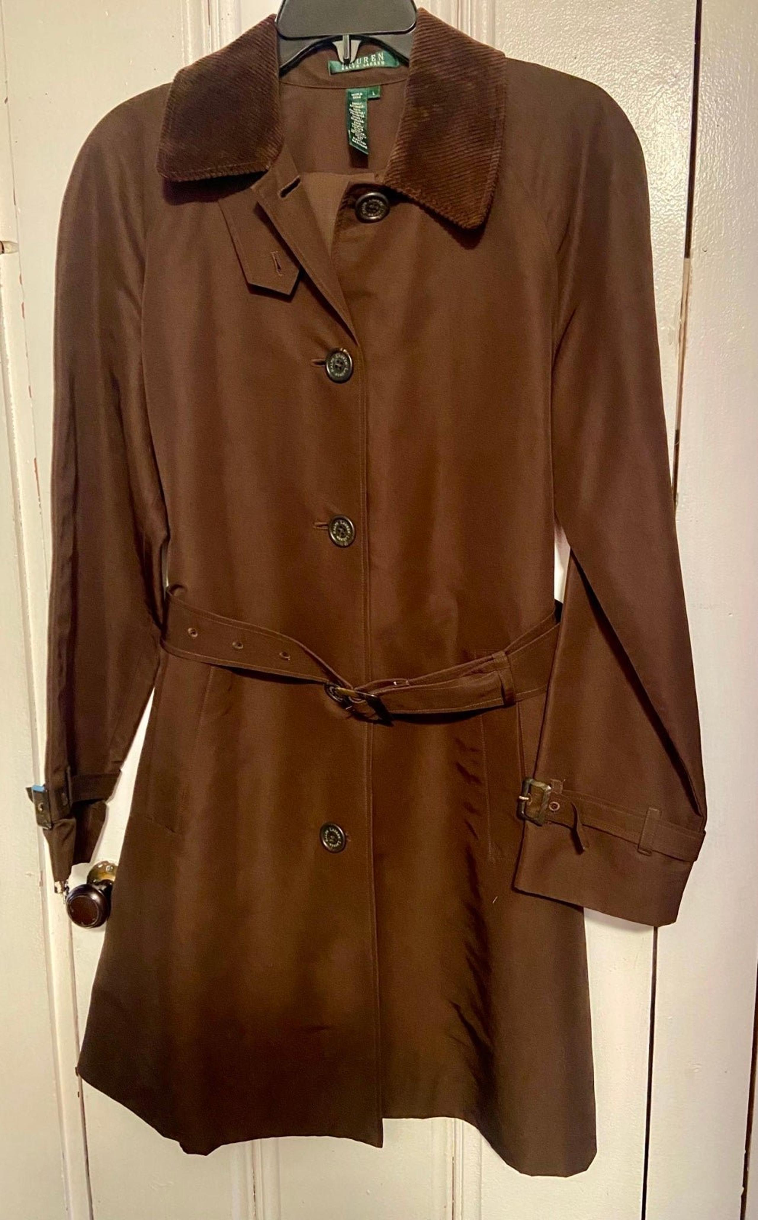Ralph Lauren womens brown raincoat size large