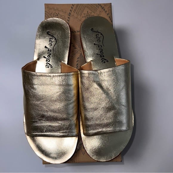 Free People Vincente Slide Gold Sandal