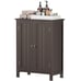 ⭐Bathroom Floor Cabinet Storage Double Doors Organizer w/Adjustable Shelf Brown