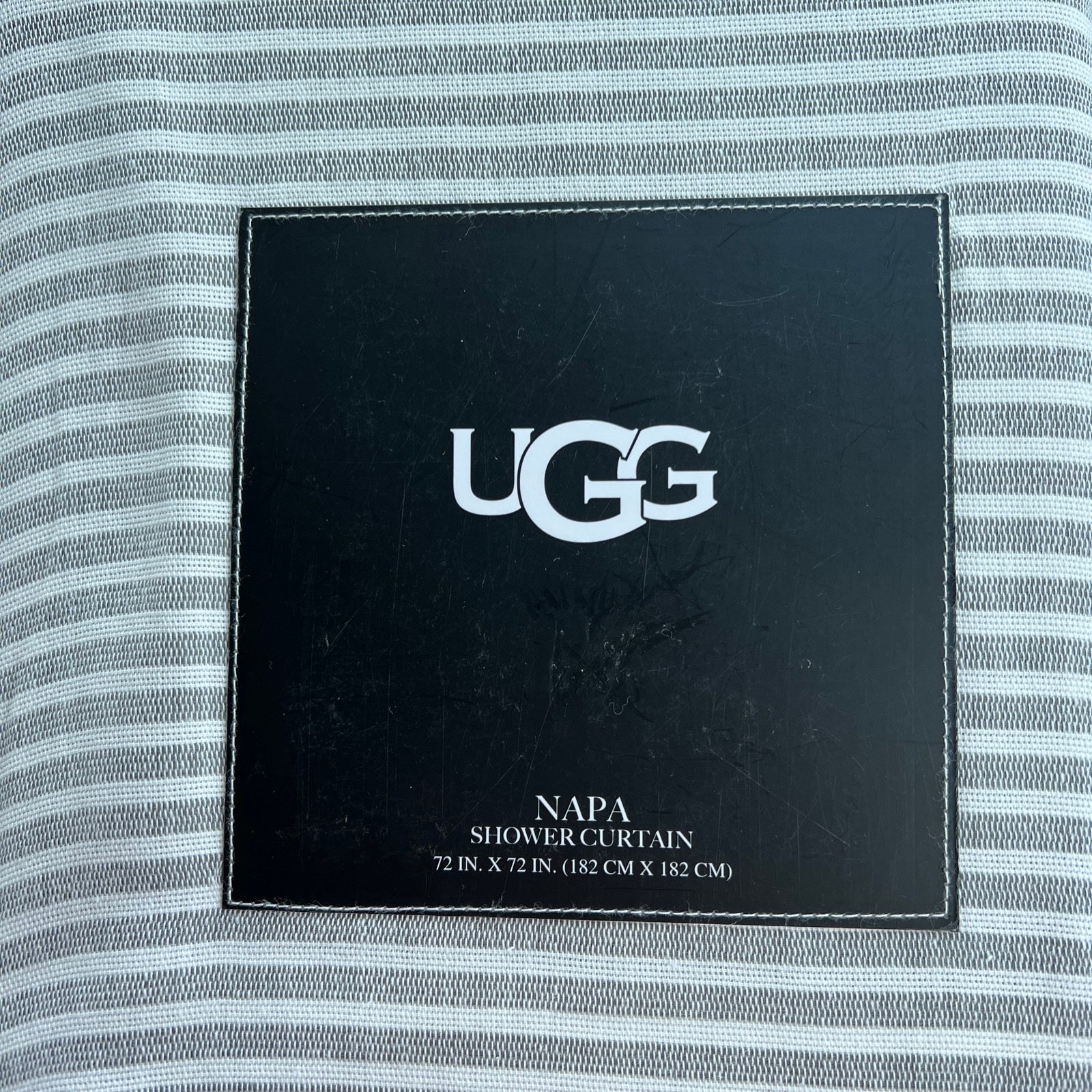 Ugg Napa Shower Curtain 72”X72” Stripe Charcoal NEW