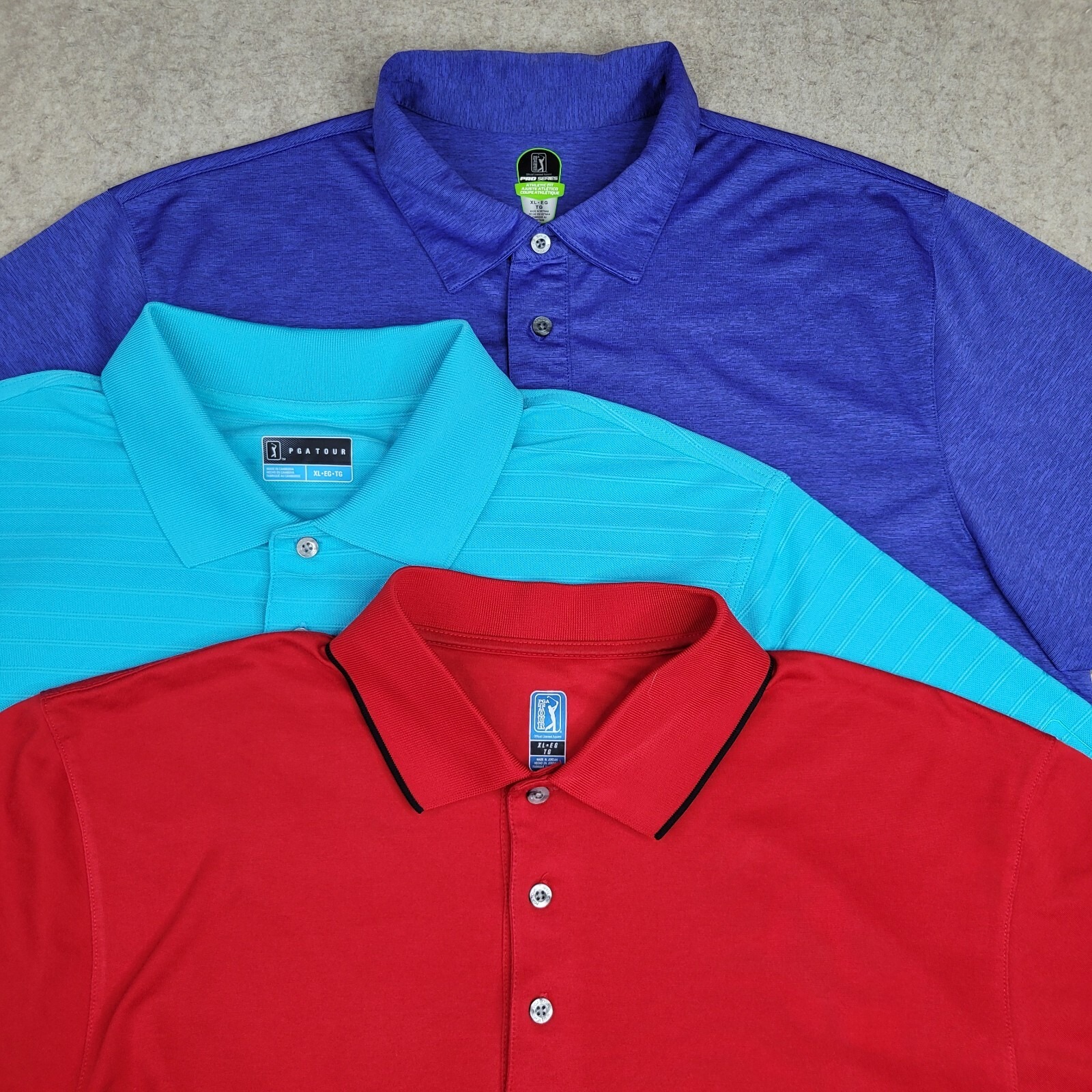 Lot of 3 PGA Golf Polo Shirts Mens XL Short Sleeve Pro Performance
