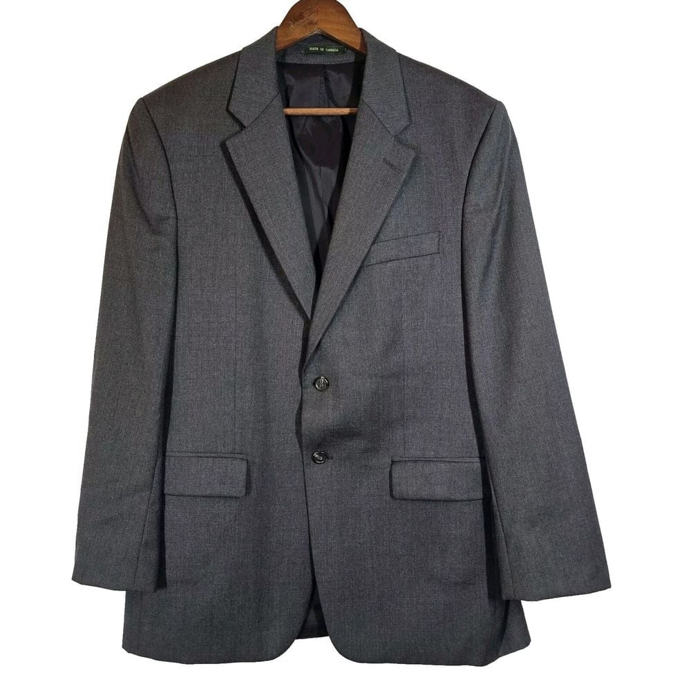Lauren Ralph Lauren VTG Blazer Coat Jacket Made in Canada Gray 100% Wool 40R