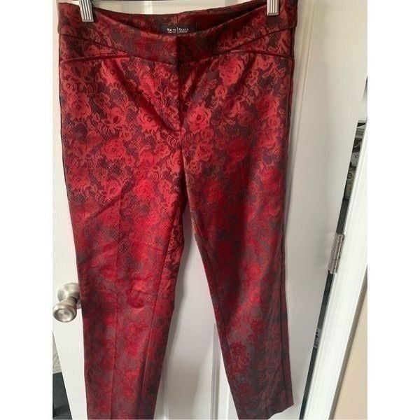 White House black market, red and black pants size 0R skinny ankle pants dress p