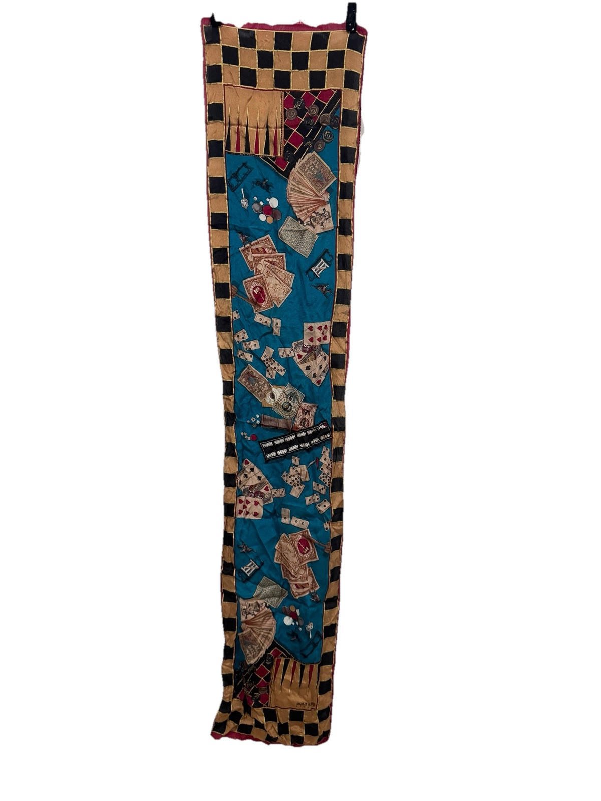 Vintage Oscar De La Renta Silk Casino Royale Gold Gilt Head/Neck Oblong Scarf